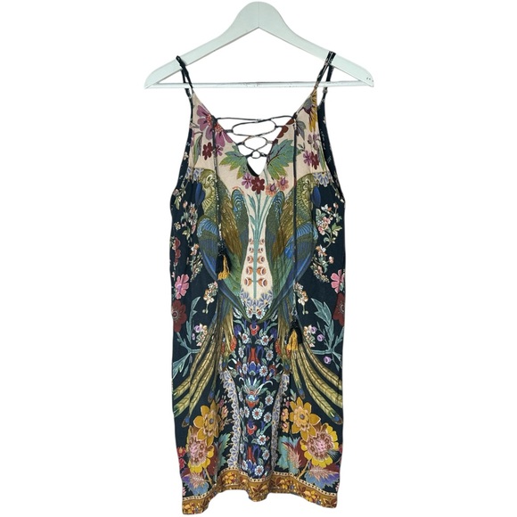 Farm Rio Mini Floral Print Colorful Sleeveless Lace up Detail Dress FARM Boho - Picture 2 of 12